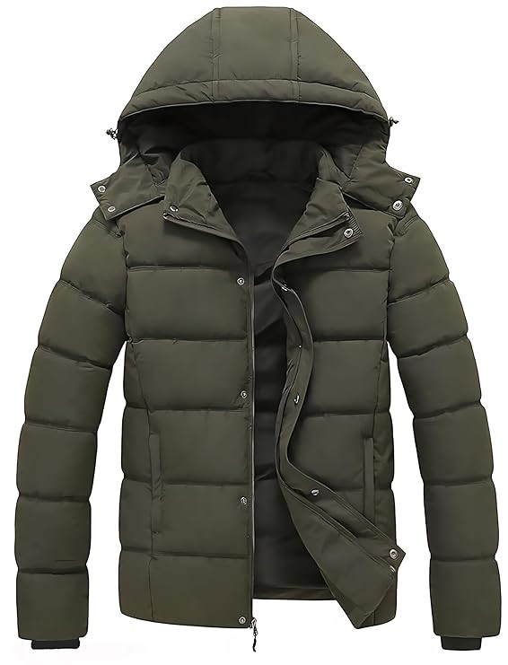 Men's Casual Puffer Jacket, Hooded